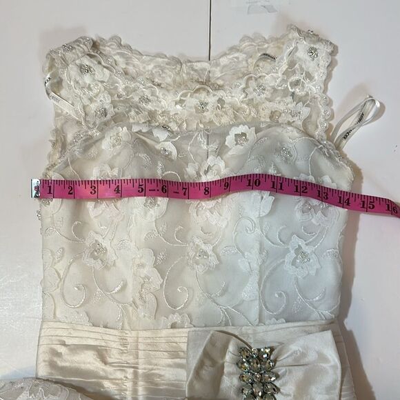 Justin Alexander 8555 tea length embroidered wedding dress size 4 in ivory/nat - Picture 14 of 16